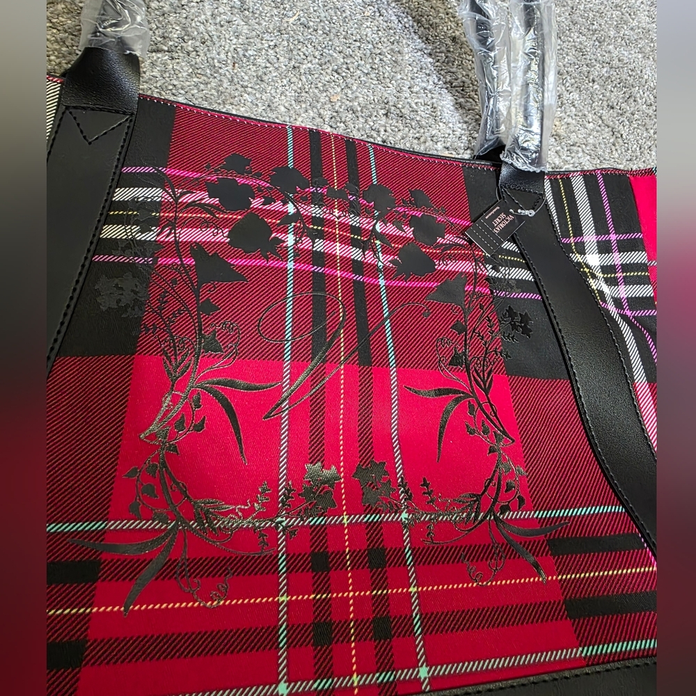 Victorias Secret/ Red Plaid Women's Tote - Picture 3 of 5